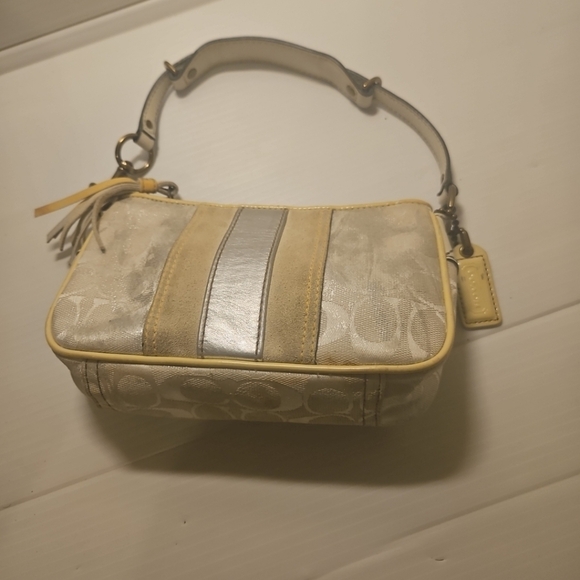 Coach Metallic Silver Monogram Baguette Demi Bag 2182 purse Y2K - Picture 8 of 16